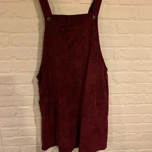 Corduroy maroon overall dress